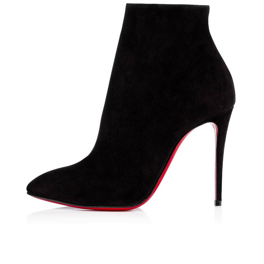 Women's Christian Louboutin Eloise Booty 100mm Suede Ankle Boots - Black [0746-589]